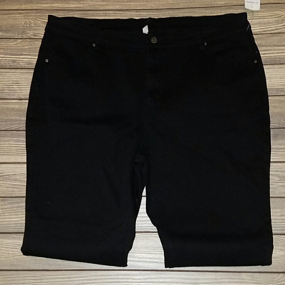 NY Collection black ankle straight jeans